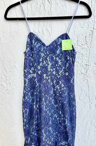 About Us NWOT Angeline High Low Hem Mermaid Ruffle Midi Dress Indigo Women's XXS