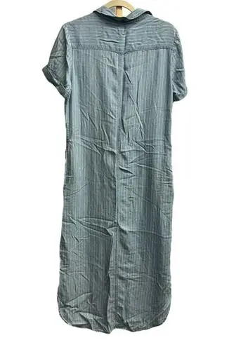 Velvet Heart Blue White Striped Button Up Pocketed Dress Small