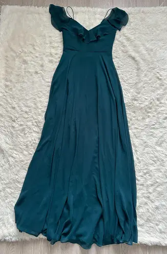 Jenny Yoo Collection Dress Mila Luxe Chiffon Maxi Caspian Sea Teal 0