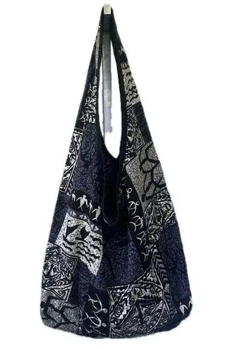 Polynesian Handmade Hawaiian Reversable Tribal Shoulder Hobo Beach Shopping Bag Purple