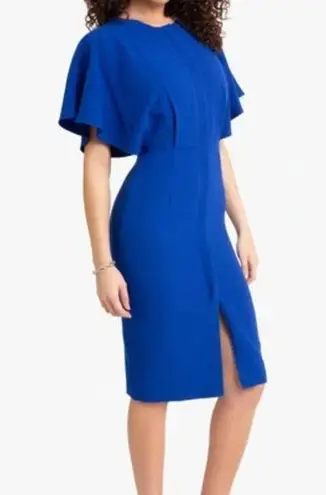 Black Halo . Holland Flutter-sleeve Button-down Midi Dress.