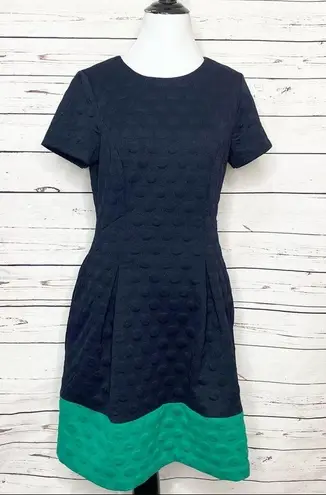 Elle Black & Green Short Sleeve Pleated Dress Size Medium