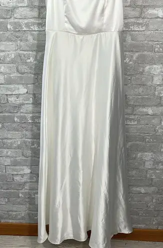 Lulus Endless Radiance Ivory Satin Sleeveless Maxi Dress With Pockets White Size L