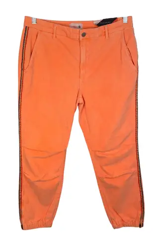 Sundry Neon Orange Rainbow Stripe Festival Ankle Zip Corduroy Jogger Size 30 - Image 1