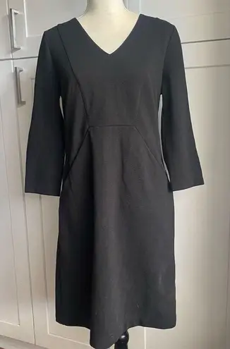 Boden Women's Black Sheath Dress Size 8 midi Length 3/4 Sleeve Workwear