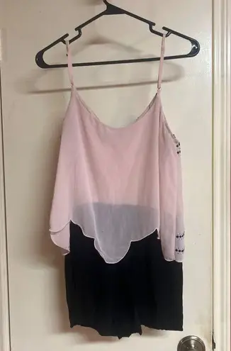 Crystal Doll Medium Black and Beige Embellished Dressy Romper