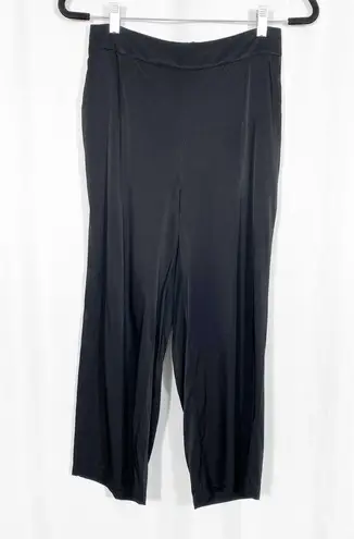 Universal Standard Cropped Silky Satin Straight Wide Leg Side Zip Pants: Black