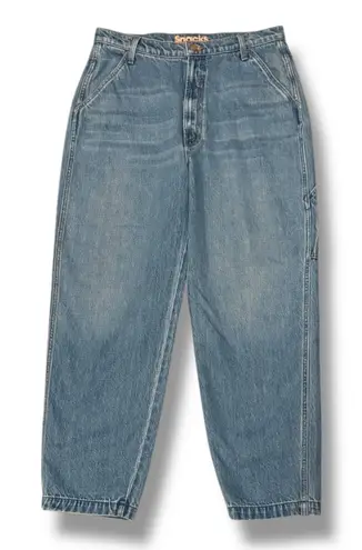 MOTHER SNACKS Utility High Waisted Twizzy Ankle Carpenter Barrel Jeans 32 Blue