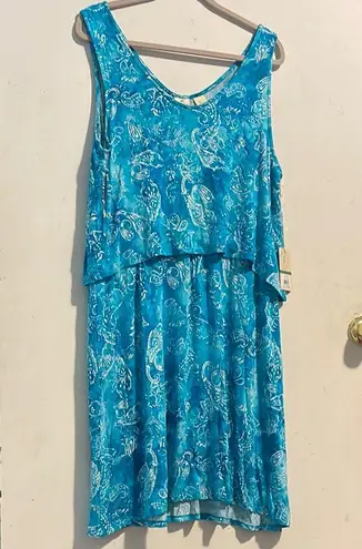 Caribbean Joe Blue Sleeveless Sundress for Casual Resort Wear