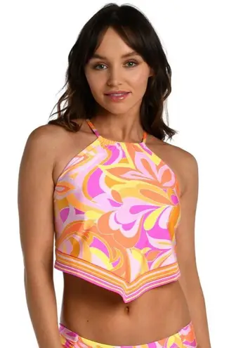 La Blanca Sunshine 79 Retro Swirl High-Neck Midkini Top