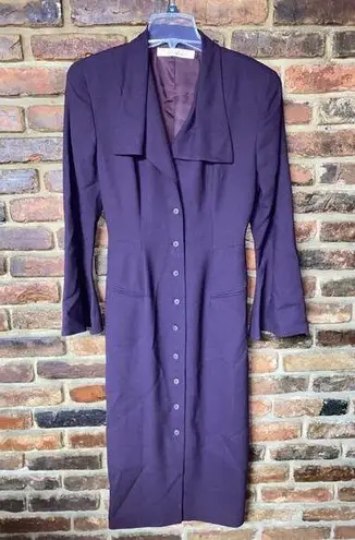 Tahari  Vintage Wool Button Down Long Trench Coat Blazer Jacket Women's Size 4