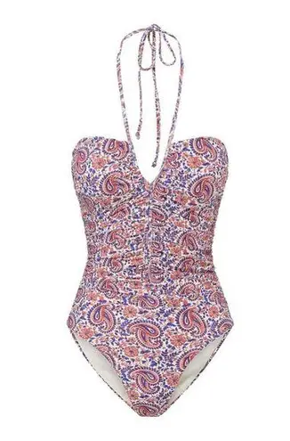 Veronica Beard Hazina Halter Swimsuit in Watermelon/Blue Size L New w/Tag $328