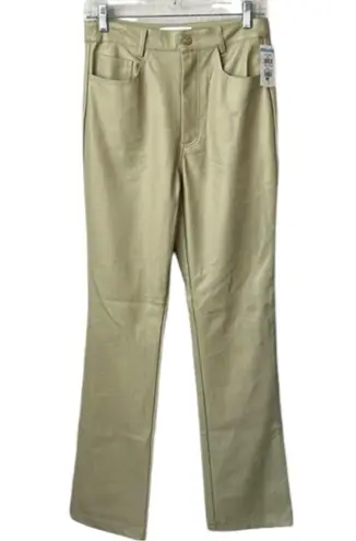 We Wore What Revolve Vegan Leather Kick Flare High Waisted Pants Size 27 In Oat