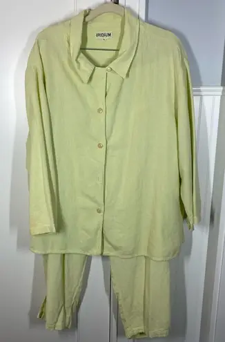 iridium set lagenlook boho relaxed citron green 100% cotton size xl resortwear
