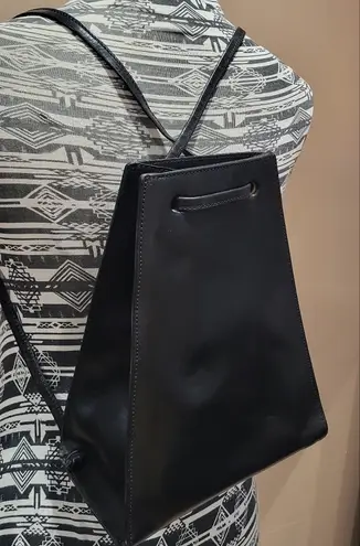 Sleek Black Leather Backpack