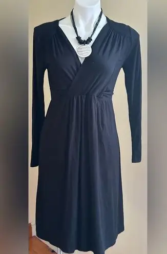 A pea in the pod Collection Black V Neck Wrap Look Fitted Dress.Tie In Back Sz S