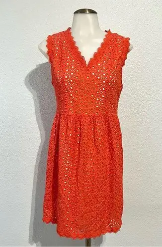 MM Couture Eyelet Fit & Flare Dress in Coral Size Medium