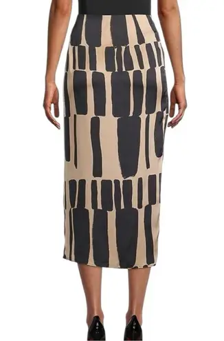 Donna Karan Rustic Chic Geometric Sarong Midi Skirt size 14 Tie Waist