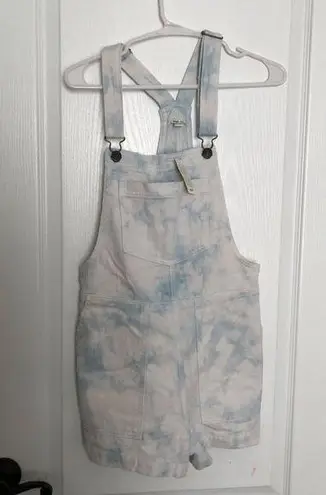 Aerie New  Women's XS Tie-Dye Denim Overalls - Light Blue & White NWT