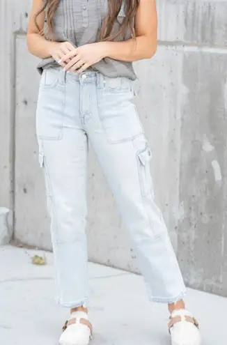 Kancan Winston high rise cargo light wash jeans 7/27 Blue