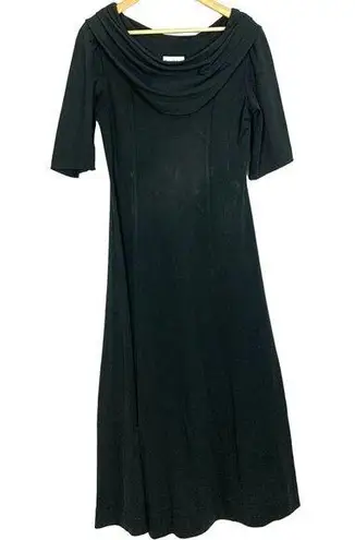 Formal Fashions Maxi Dress Black Performance Choir Short Sleeve Drape Neck 8