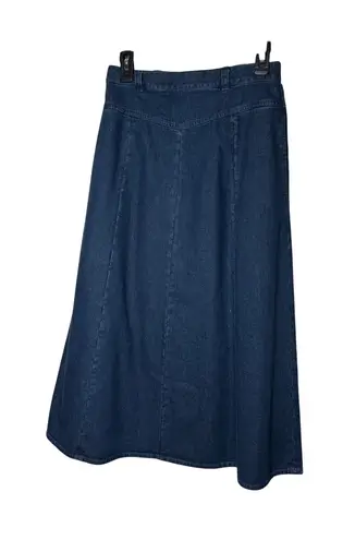 Orvis Denim Skirt Women's Size 6 Dark Wash A-Line Long Midi Casual