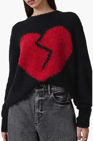 AllSaints Luv Heart Intarsia Crewneck Sweater