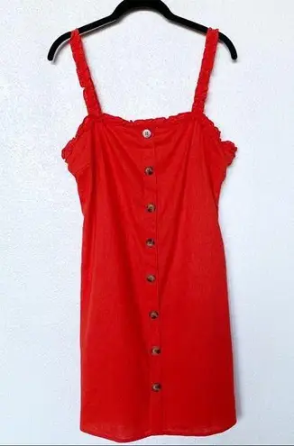 Newbury Kustom Button Front Ruffle Strap Dress Size Large