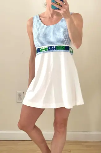 Vintage 70s Handmade Tennis Dress Sleeveless, Tenniscore Preppy Vibes Blue Size M