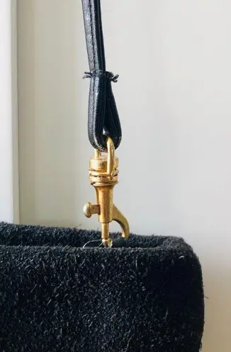 Vintage Magid Soft Suede Black Slim Line Zipper Top Crossbody Clutch Bag