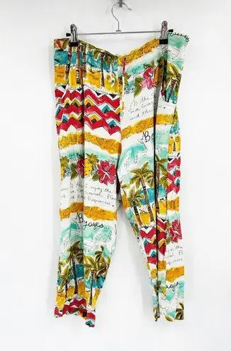 Jams World Tropical Drawstring Pants Floral Travel Hibiscus Luau XS