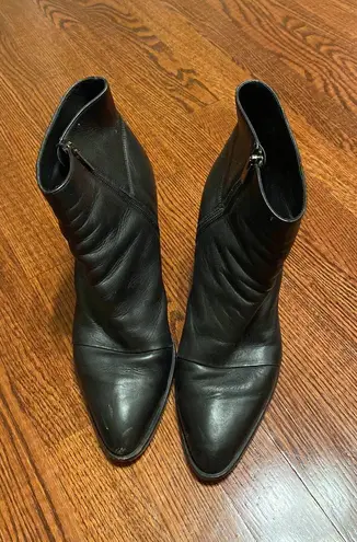 Vince Black Leather Heeled Booties