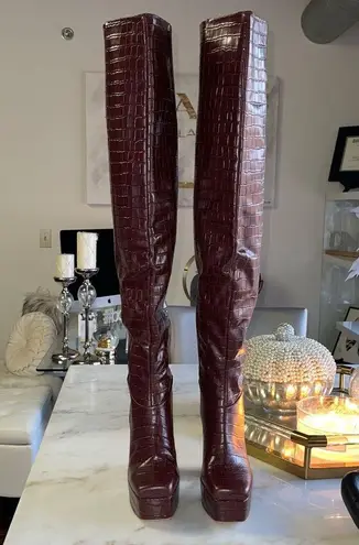 Alice McCALL New RARE Discotera Thigh High Croc Embossed Pattern Platform Boots
