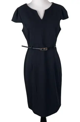 Moci By Purple Rain USA Black Cap Sleeve Belted Dress S Work Career