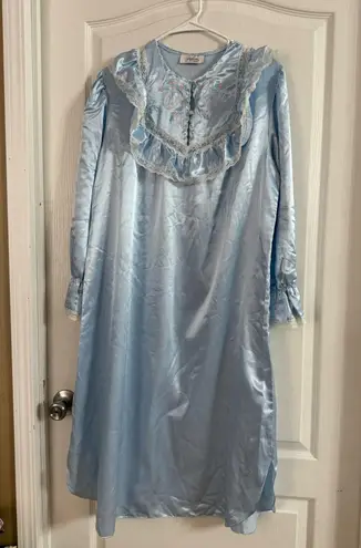Jaclyn Smith Vintage Satin Look Lace Accent Gown Sz S. 7034