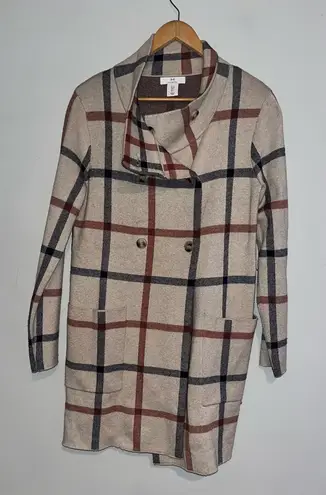 H by Halston Halston Plaid Knit Sweater Cardigan Jacket sz S