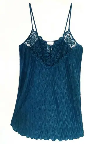 Vintage Dark Teal Lace Top Chemise Slip Dress Blue Size L