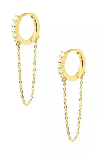 Sterling Silver 18kt Gold Plated 925 Double Handcuff Chain Earrings