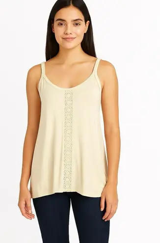 San Francisco City Lights Gypsy Girl Lace Cami Tank Top Cream/Tan Size Large NEW Tan