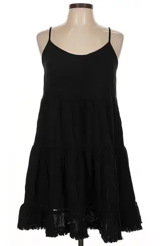 Mossimo S Black Tiered Fringe Hem Sundress Boho Summer Beach Festival Whimsygoth