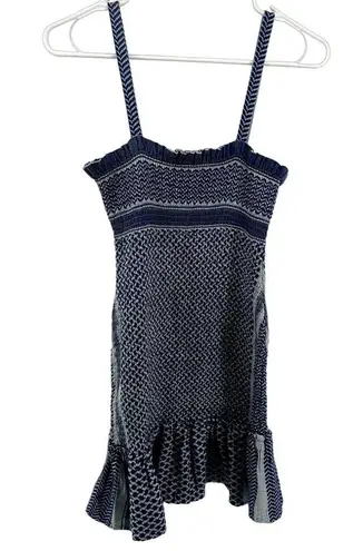 Cecilie Copenhagen Judith Fluted Shirred Cotton Jacquard Mini Dress Blue Small