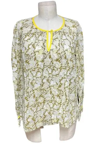 Roberta Roller Rabbit Yellow and Brown Floral Print Peasant Top Size XS