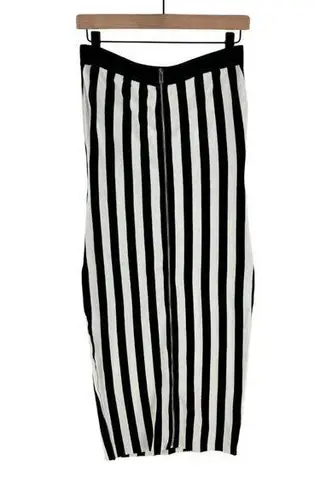 Rehab Black & White Vertical Striped Strapless Midi Dress With Front Zipper