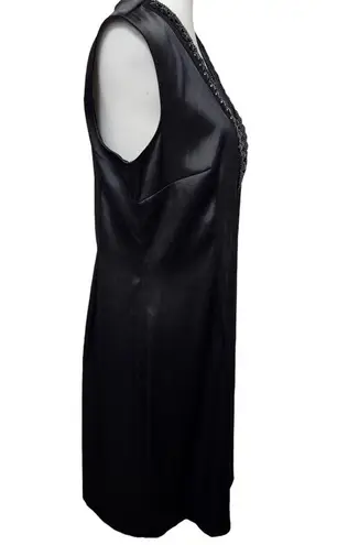 Connected Apparel black beaded sleevelwss sheath dress size 16