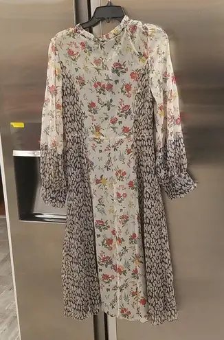 Current Air ππ Floral Combo Mixed Print Shine Midi Dress ~ Medium M NWT