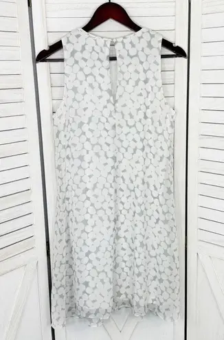 Calvin Klein  Polkadot Chiffon Sleeveless Tent Swing Dress White Grey Size 8