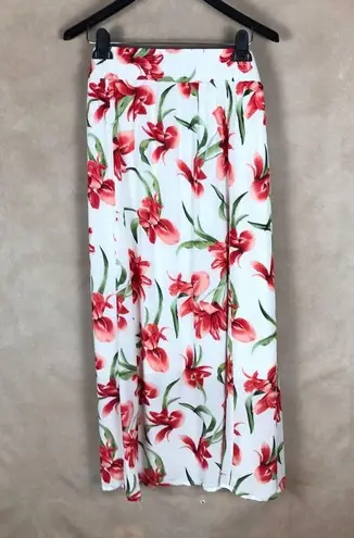 JM Collection White Floral Crinkled Midi Skirt NEW Size XL