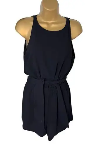 Club Monaco Belted Sleeveless Romper Black 2 Minimalist Chic
