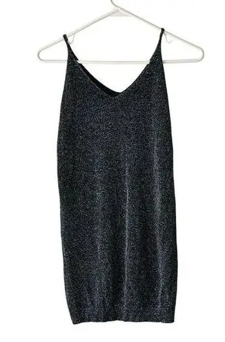 Metallic Sleeveless Knit Tunic Tank Top V