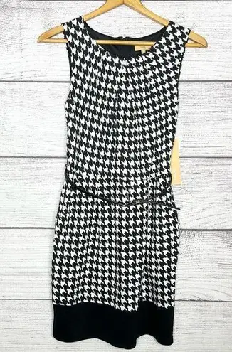 Takara NWT Black & White Houndstooth Belted Mini Dress Size 7